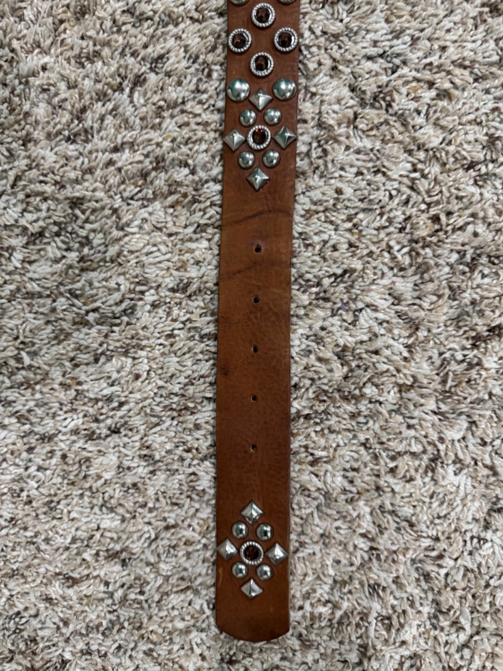 Vintage Leatherock Studded/Embellished Brown Leather Belt size Large - Picture 3 of 5